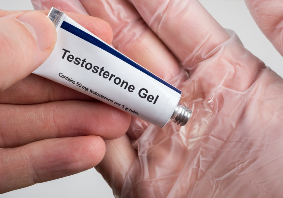Testosterone Replacement Therapy (TRT) using testosterone gel.
